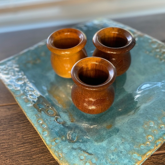 Vintage Hand Carved Myrtle Wood & Walnut Wood toothpick holders Lot of 3 - Picture 4 of 13